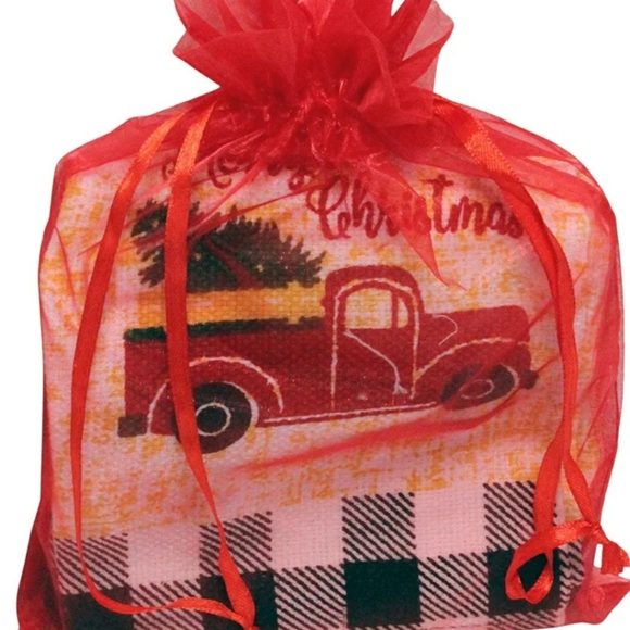 Buffalo Plaid Kitchen Towels Vintage Truck Black Buffalo Plaid Christmas 2 Pack - Picture 2 of 4